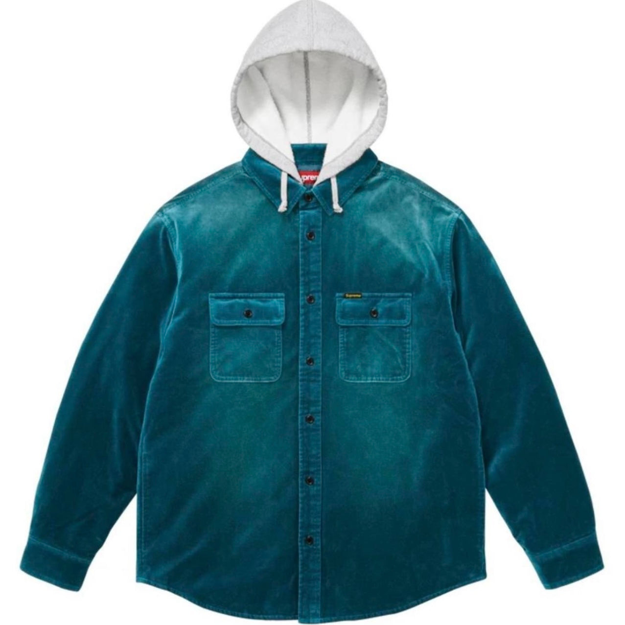 Supreme Quilted Lined Hooded Velvet Shirt SZ L