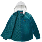 Supreme Quilted Lined Hooded Velvet Shirt SZ L